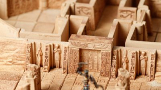Modular Desert Miniature Terrain with carved statue and mummy warrior